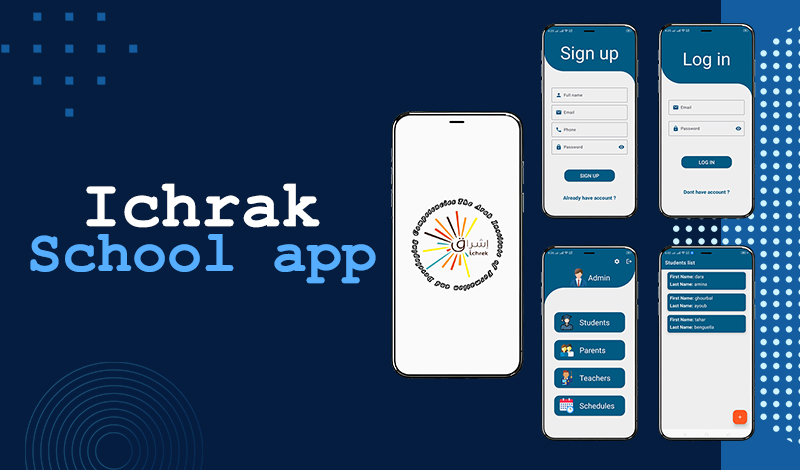 Screenshot of Ichraak School Android app interface